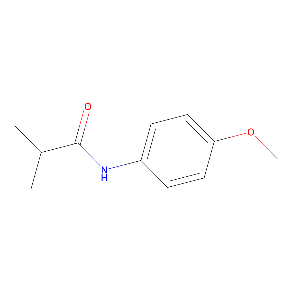 Propanamide, N-(4-methoxyphenyl)-2-methyl- molecular structure, CAS 6642-37-1