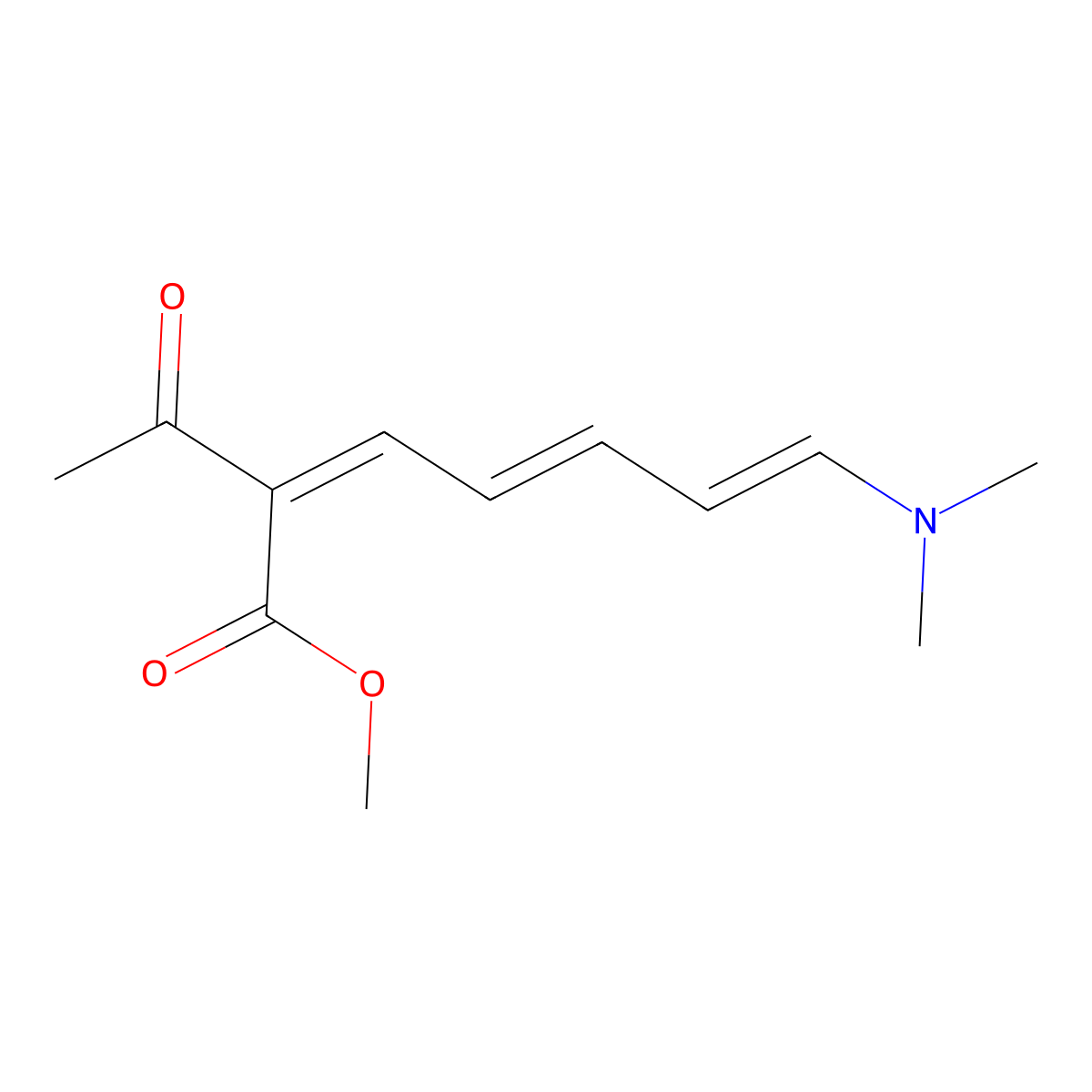 Methyl 2-acetyl-7-(dimethylamino)hepta-2,4,6-trienoate molecular structure, CAS 66426-28-6