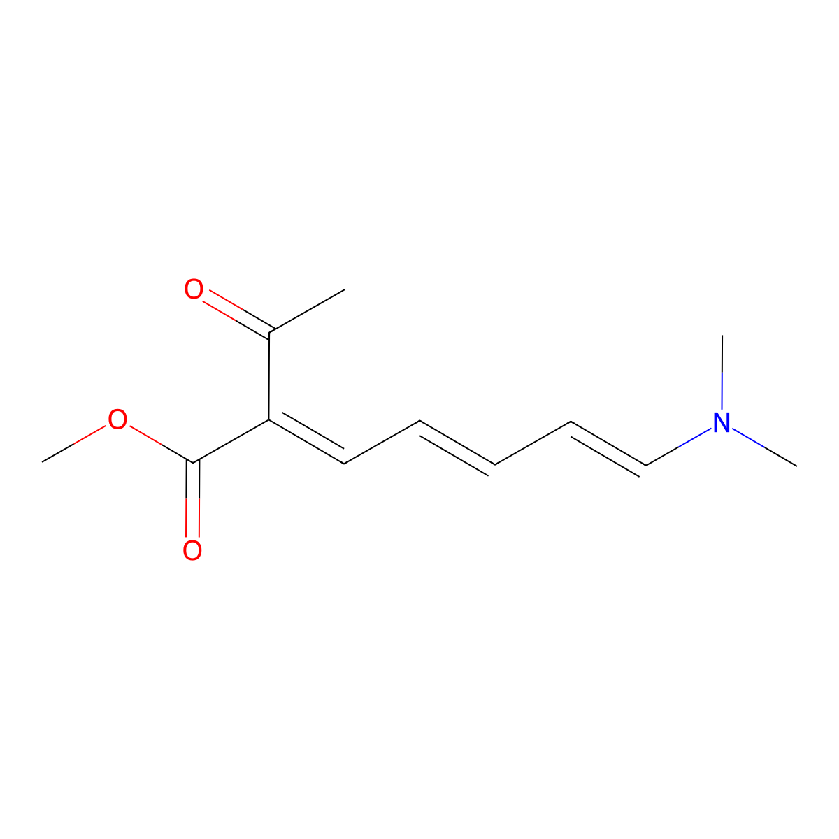 Methyl 2-acetyl-7-(dimethylamino)hepta-2,4,6-trienoate molecular structure, CAS 66426-28-6