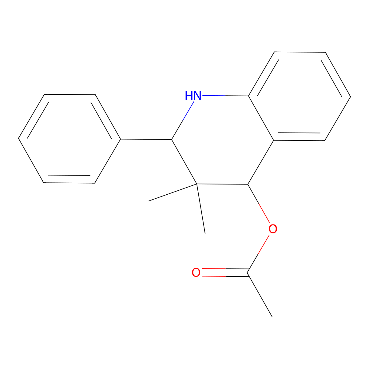 3,3-Dimethyl-2-phenyl-1,2,3,4-tetrahydro-4-quinolinyl acetate molecular structure, CAS 66427-61-0