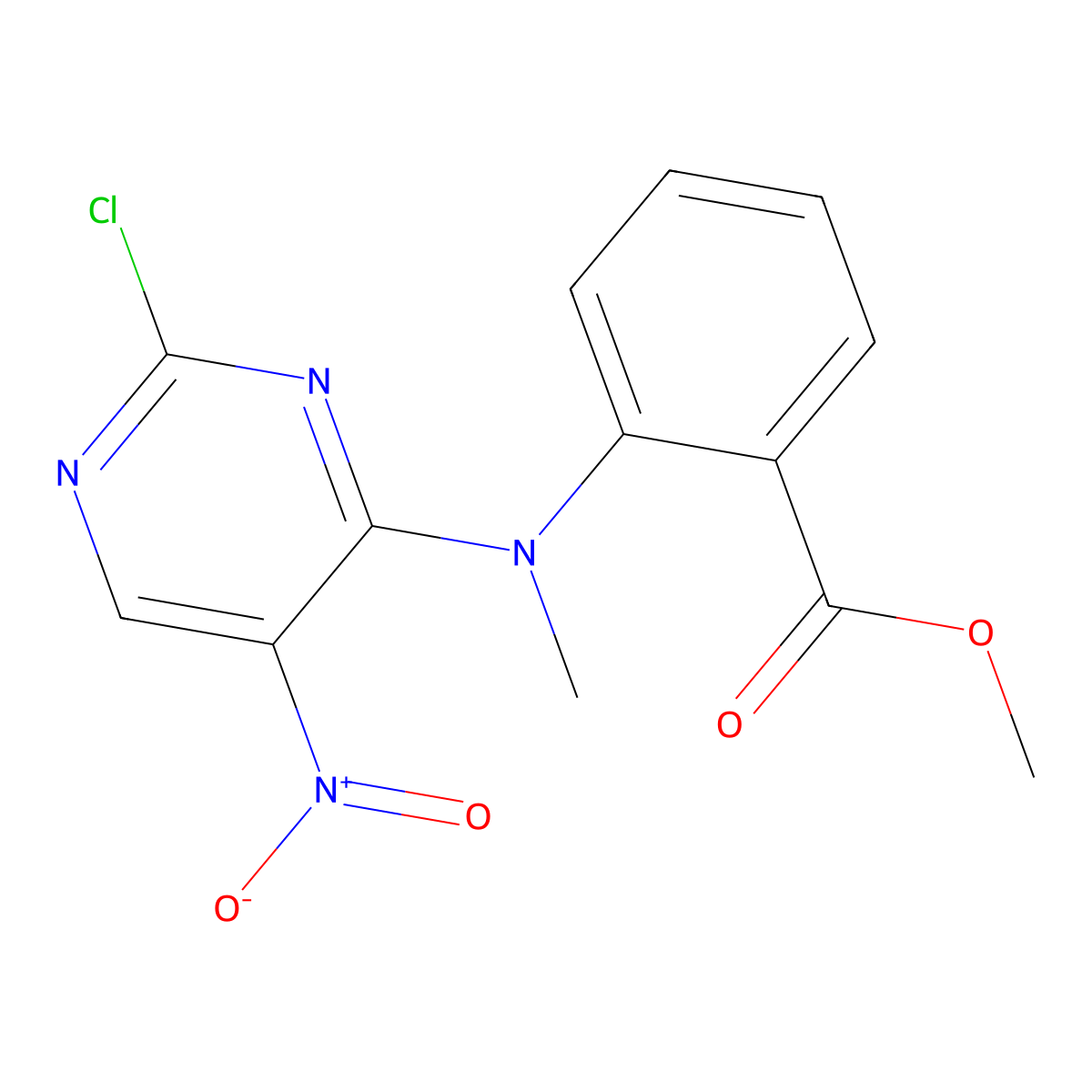 Methyl 2-((2-chloro-5-nitropyrimidin-4-yl)(methyl)amino)benzoate molecular structure, CAS 66427-79-0