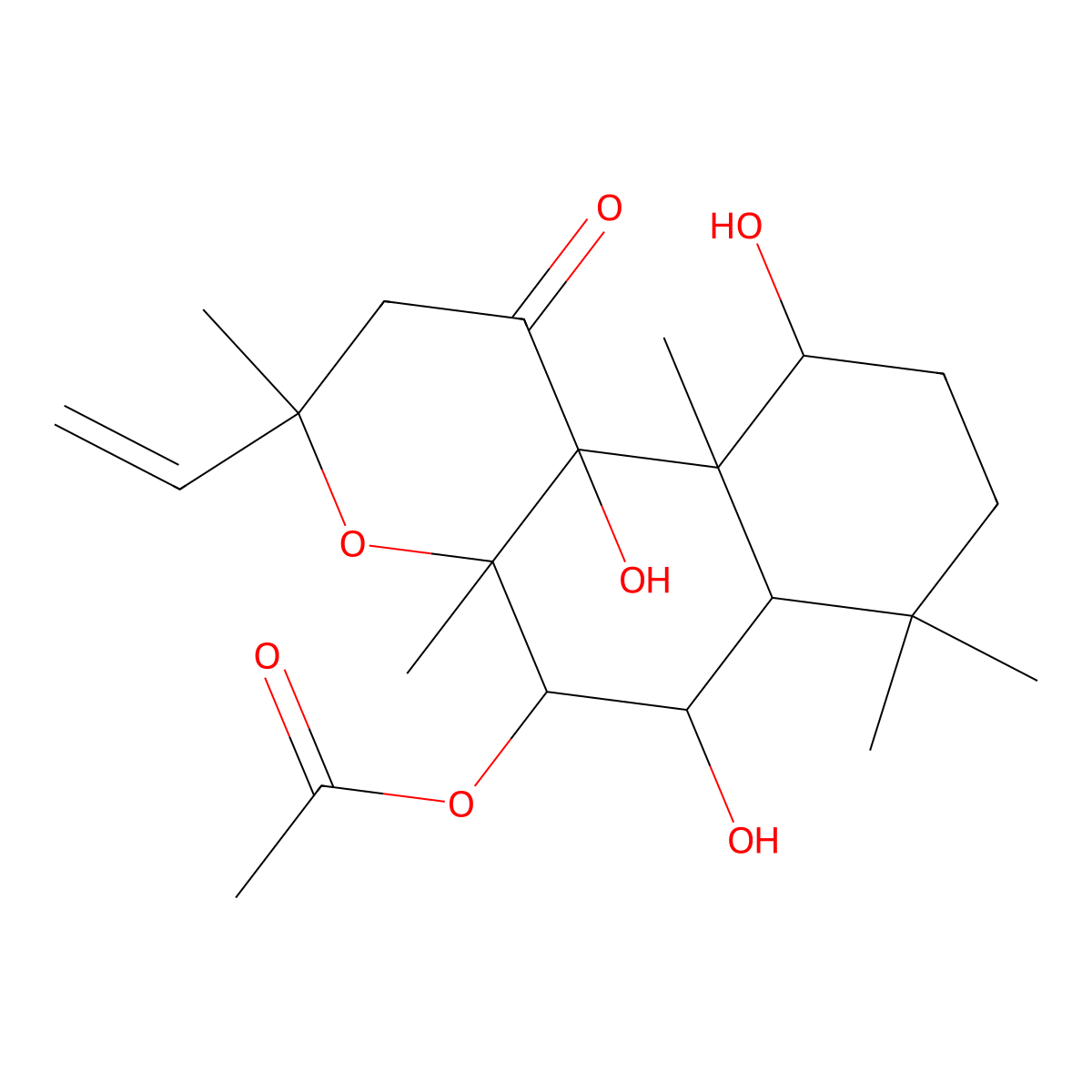 6,10,10b-Trihydroxy-3,4a,7,7,10a-pentamethyl-1-oxo-3-vinyldodecahydro-1H-benzo(f)chromen-5-yl acetate molecular structure, CAS 66428-89-5