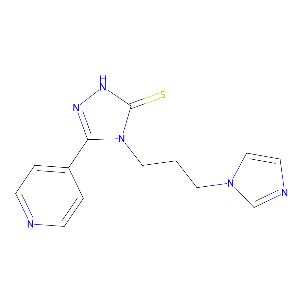 4-[3-(1H-imidazol-1-yl)propyl]-5-(4-pyridinyl)-4H-1,2,4-triazol-3-yl hydrosulfide molecular structure, CAS 664308-63-8