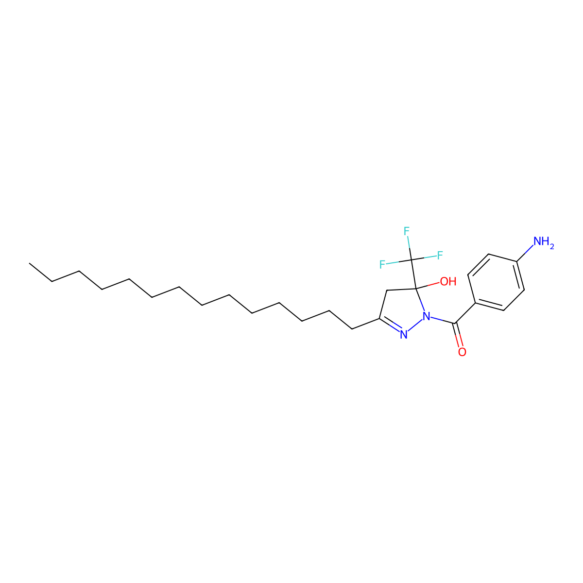 1-(4-aminobenzoyl)-3-tetradecyl-5-(trifluoromethyl)-4,5-dihydro-1H-pyrazol-5-ol molecular structure, CAS 664309-74-4