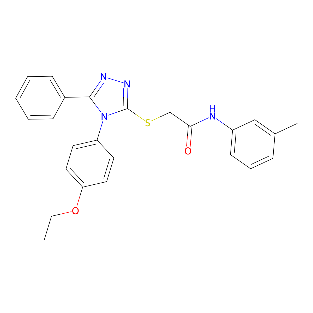 2-[[4-(4-ethoxyphenyl)-5-phenyl-1,2,4-triazol-3-yl]sulfanyl]-N-(3-methylphenyl)acetamide molecular structure, CAS 664311-34-6