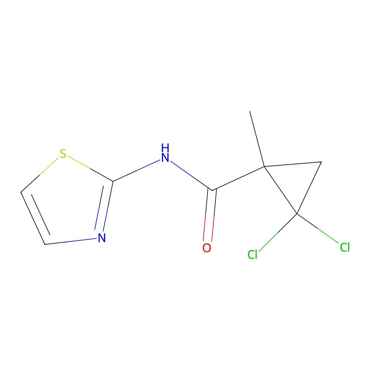 2,2-dichloro-1-methyl-N-(1,3-thiazol-2-yl)cyclopropanecarboxamide molecular structure, CAS 664311-36-8