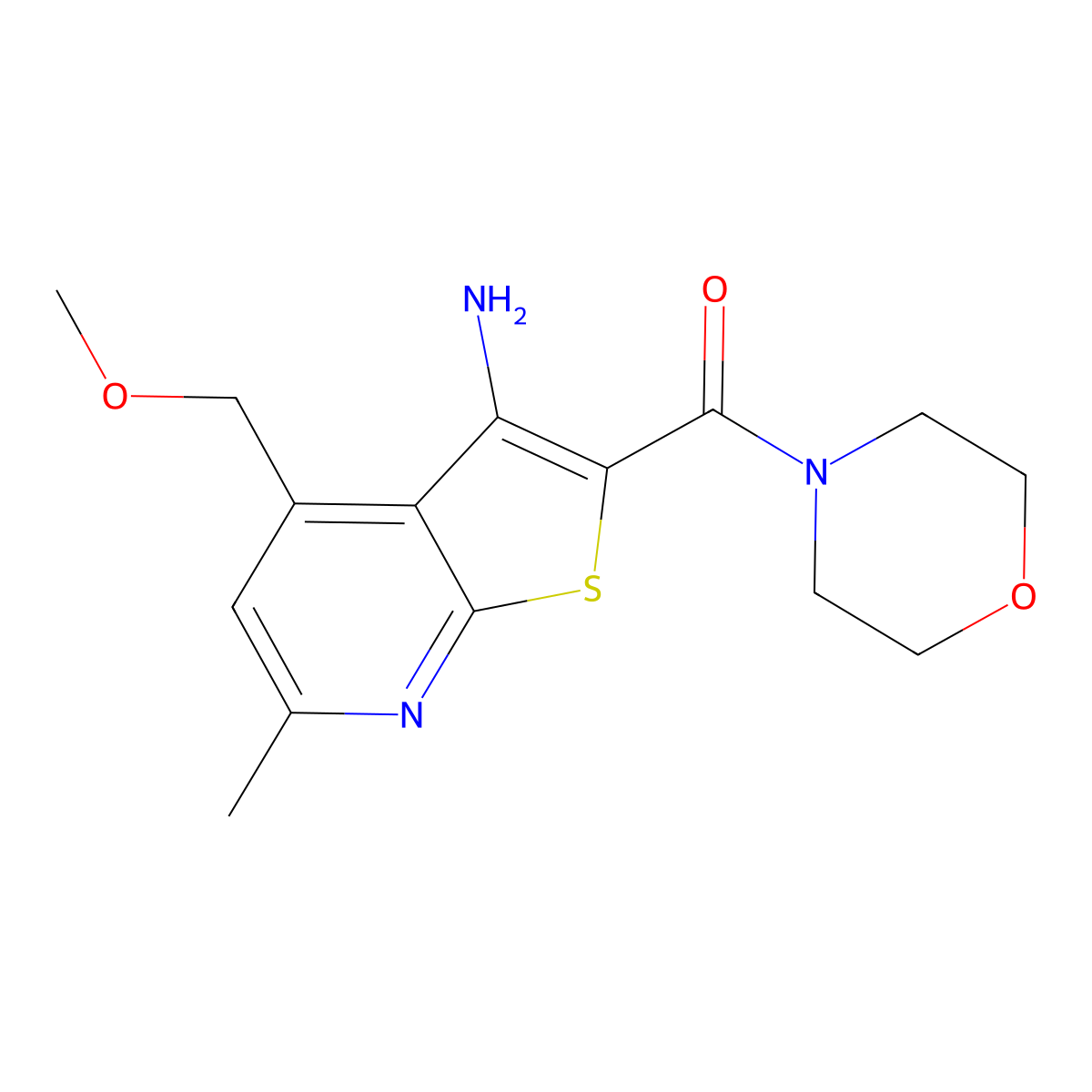 [3-Amino-4-(methoxymethyl)-6-methylthieno[2,3-b]pyridin-2-yl]-morpholin-4-ylmethanone molecular structure, CAS 664311-44-8