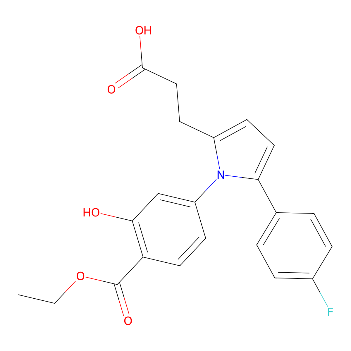 3-{1-[4-(ethoxycarbonyl)-3-hydroxyphenyl]-5-(4-fluorophenyl)-1H-pyrrol-2-yl}propanoic acid molecular structure, CAS 664312-01-0