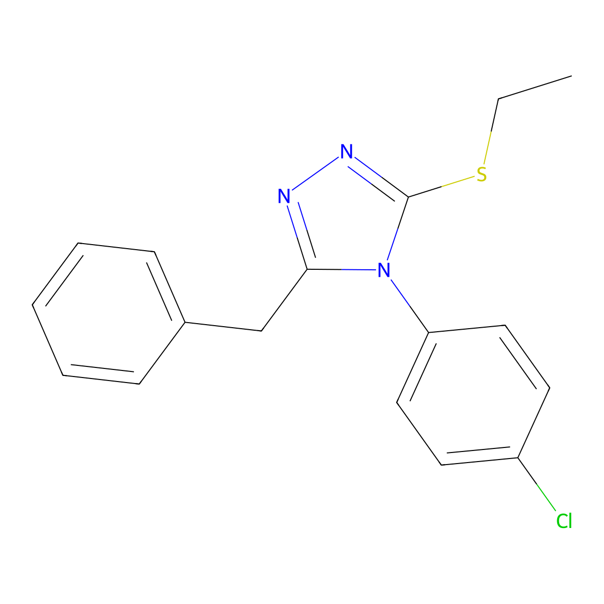 3-Benzyl-4-(4-chlorophenyl)-5-ethylsulfanyl-1,2,4-triazole molecular structure, CAS 664312-05-4