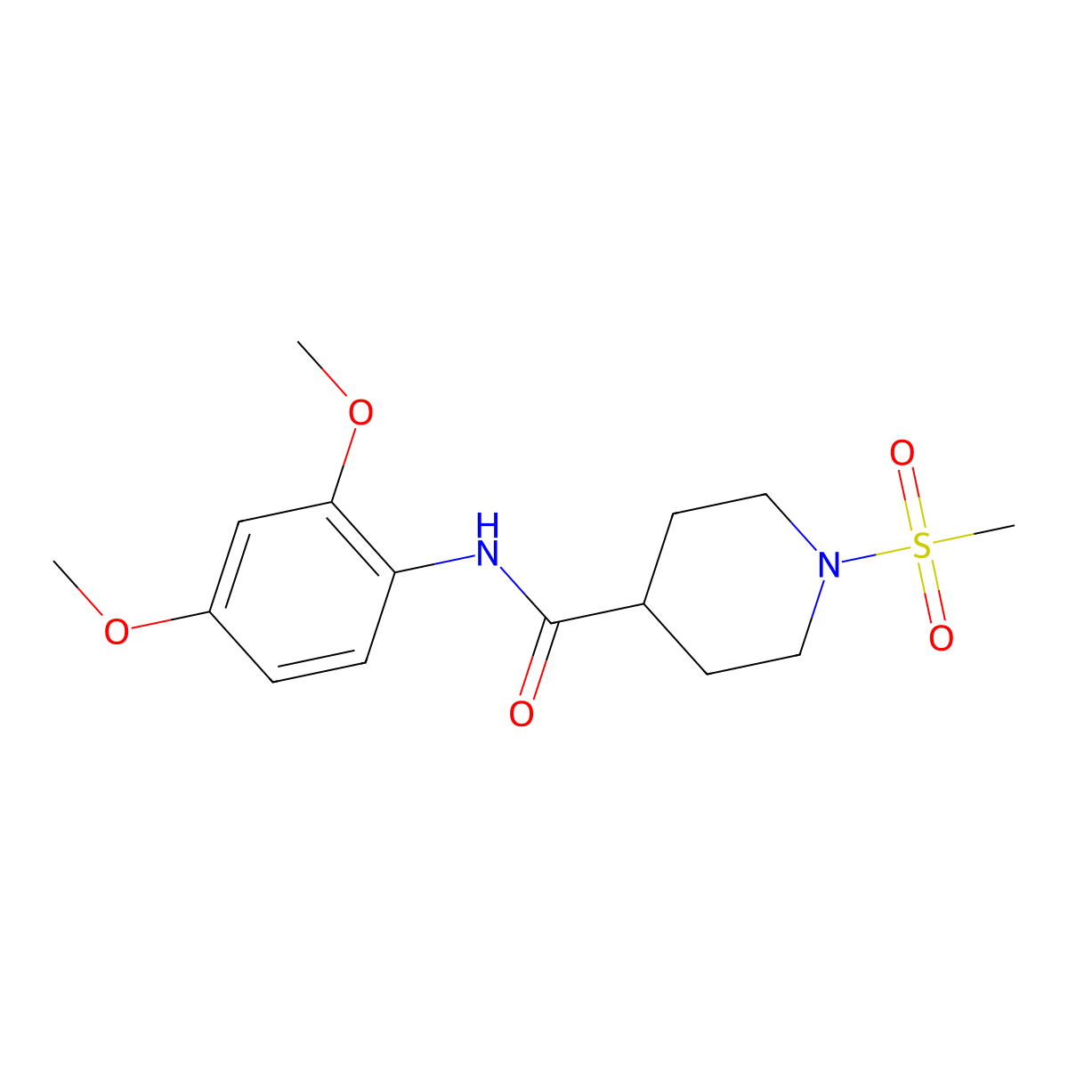 N-(2,4-dimethoxyphenyl)-1-methylsulfonylpiperidine-4-carboxamide molecular structure, CAS 664312-45-2