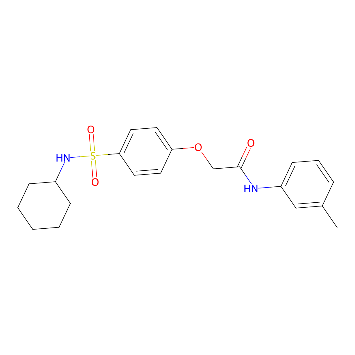 2-[4-(cyclohexylsulfamoyl)phenoxy]-N-(3-methylphenyl)acetamide molecular structure, CAS 664312-85-0