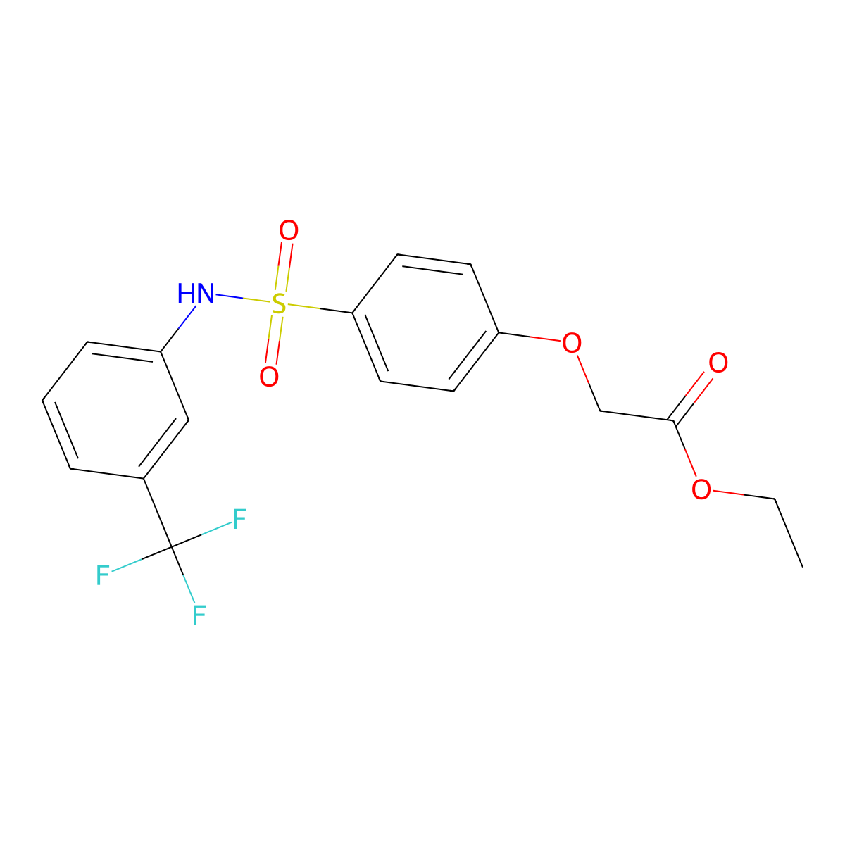 Ethyl (4-{[3-(trifluoromethyl)anilino]sulfonyl}phenoxy)acetate molecular structure, CAS 664313-59-1