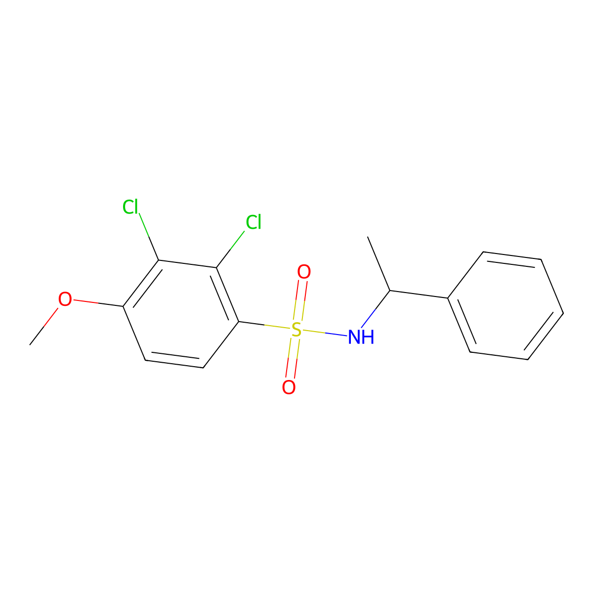2,3-dichloro-4-methoxy-N-(1-phenylethyl)benzenesulfonamide molecular structure, CAS 664313-70-6