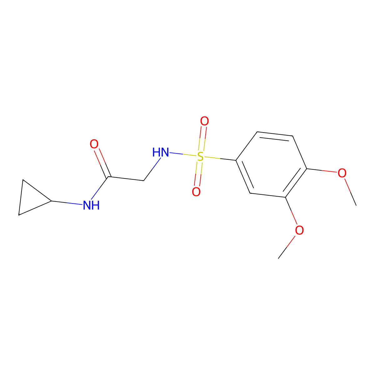 N-cyclopropyl-2-[(3,4-dimethoxyphenyl)sulfonylamino]acetamide molecular structure, CAS 664313-77-3