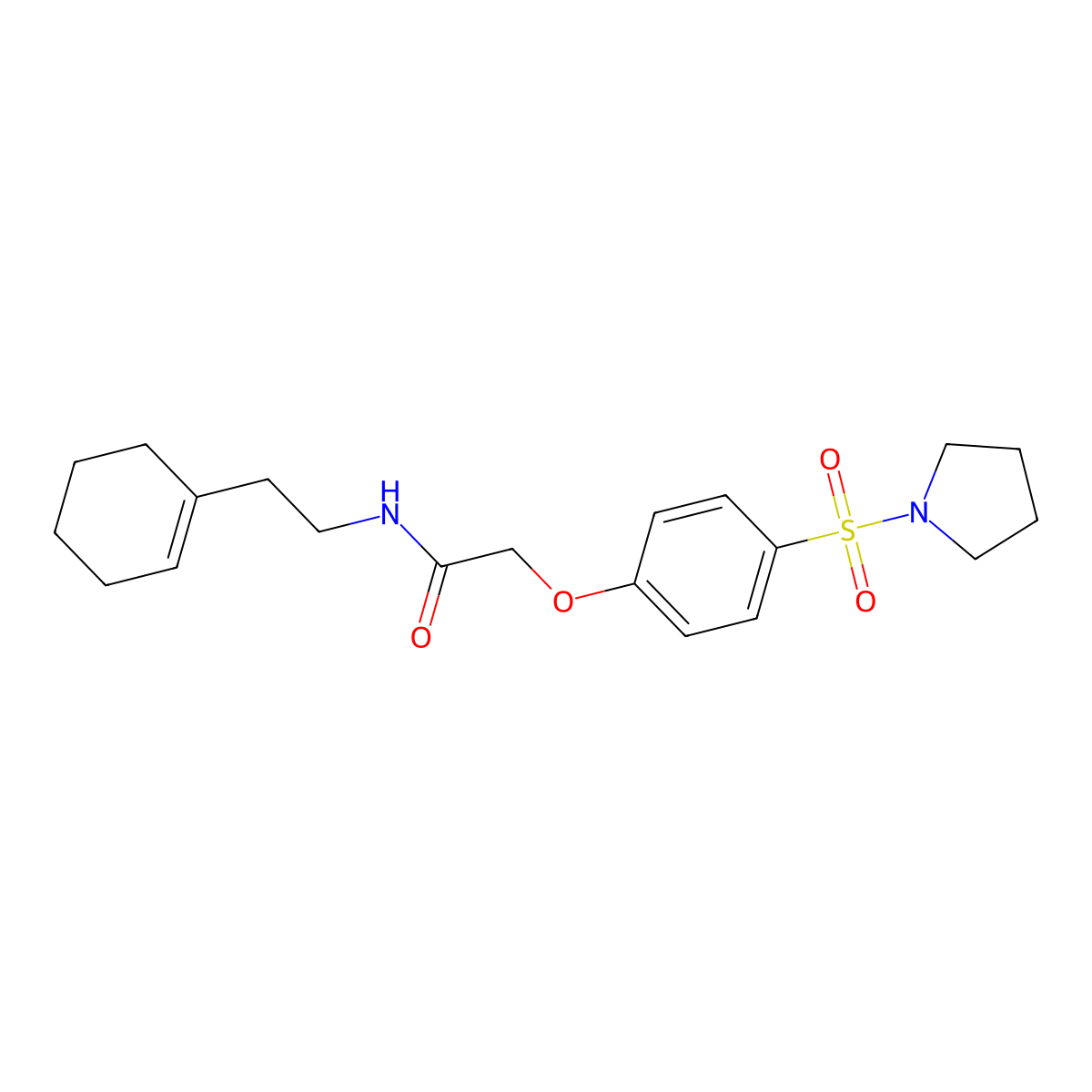 N-[2-(1-cyclohexen-1-yl)ethyl]-2-[4-(1-pyrrolidinylsulfonyl)phenoxy]acetamide molecular structure, CAS 664313-91-1