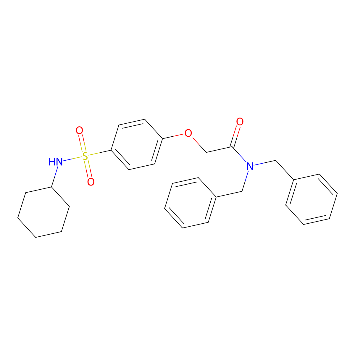 N,N-dibenzyl-2-[4-(cyclohexylsulfamoyl)phenoxy]acetamide molecular structure, CAS 664314-07-2