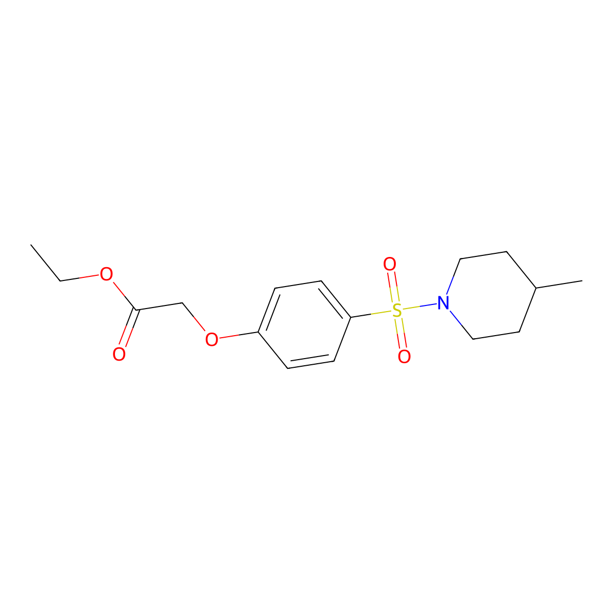 Ethyl {4-[(4-methyl-1-piperidinyl)sulfonyl]phenoxy}acetate molecular structure, CAS 664314-17-4