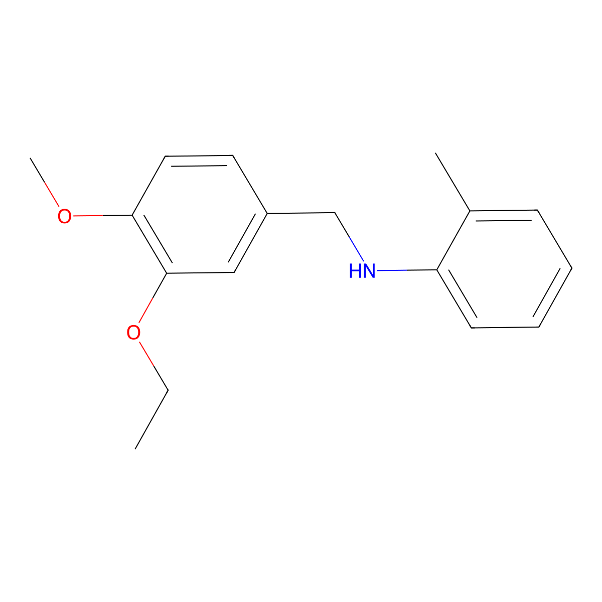 N-(3-ethoxy-4-methoxybenzyl)-N-(2-methylphenyl)amine molecular structure, CAS 664314-48-1