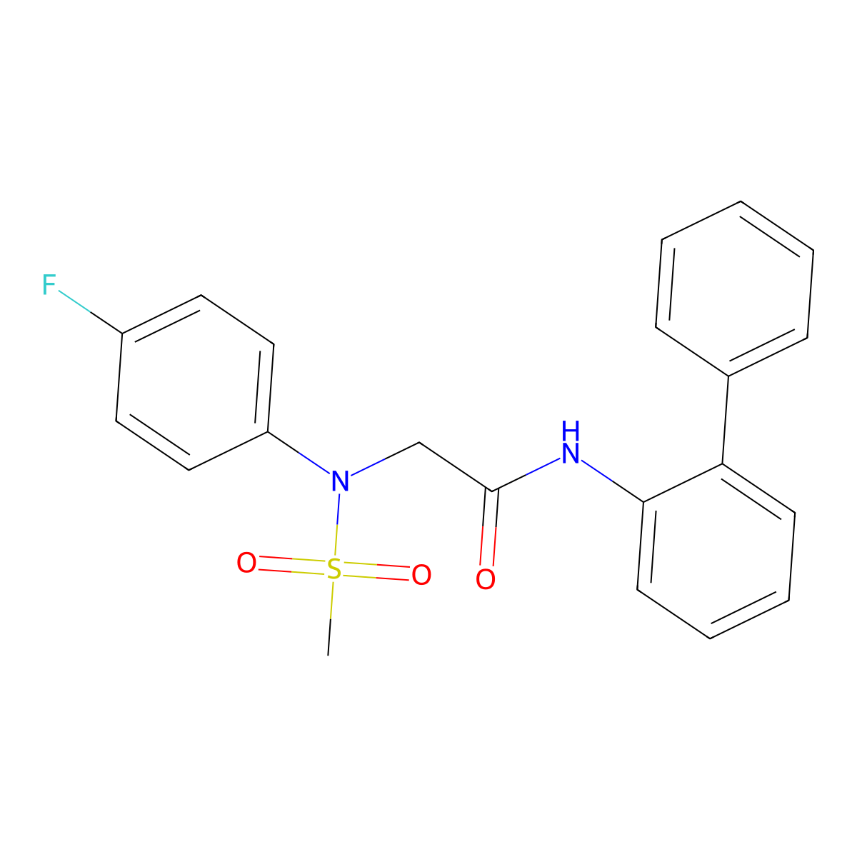 2-(4-fluoro-N-methylsulfonylanilino)-N-(2-phenylphenyl)acetamide molecular structure, CAS 664314-50-5