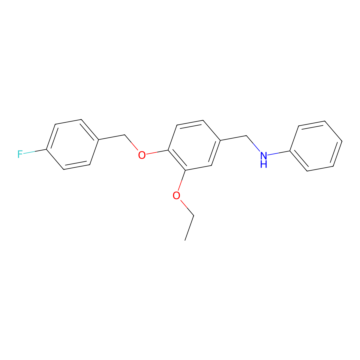 N-[[3-ethoxy-4-[(4-fluorophenyl)methoxy]phenyl]methyl]aniline molecular structure, CAS 664314-69-6