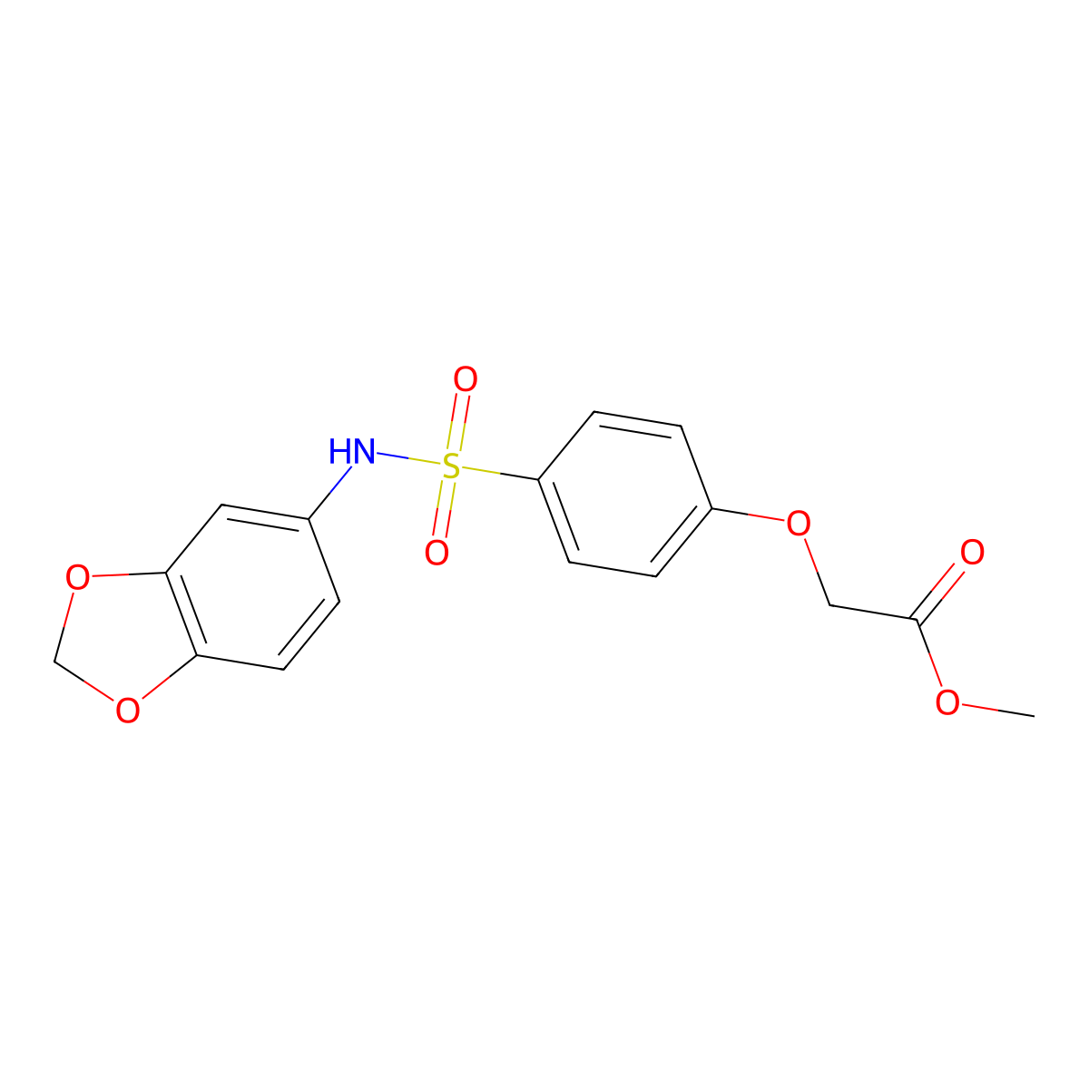 Methyl {4-[(1,3-benzodioxol-5-ylamino)sulfonyl]phenoxy}acetate molecular structure, CAS 664314-74-3