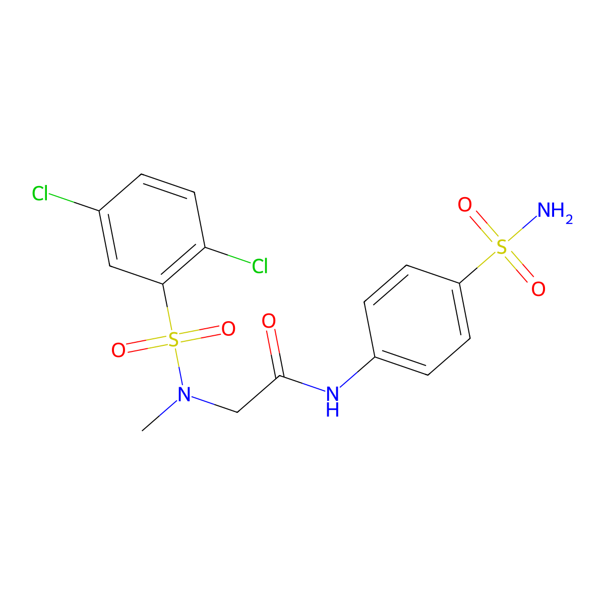 2-[(2,5-dichlorophenyl)sulfonyl-methylamino]-N-(4-sulfamoylphenyl)acetamide molecular structure, CAS 664314-92-5