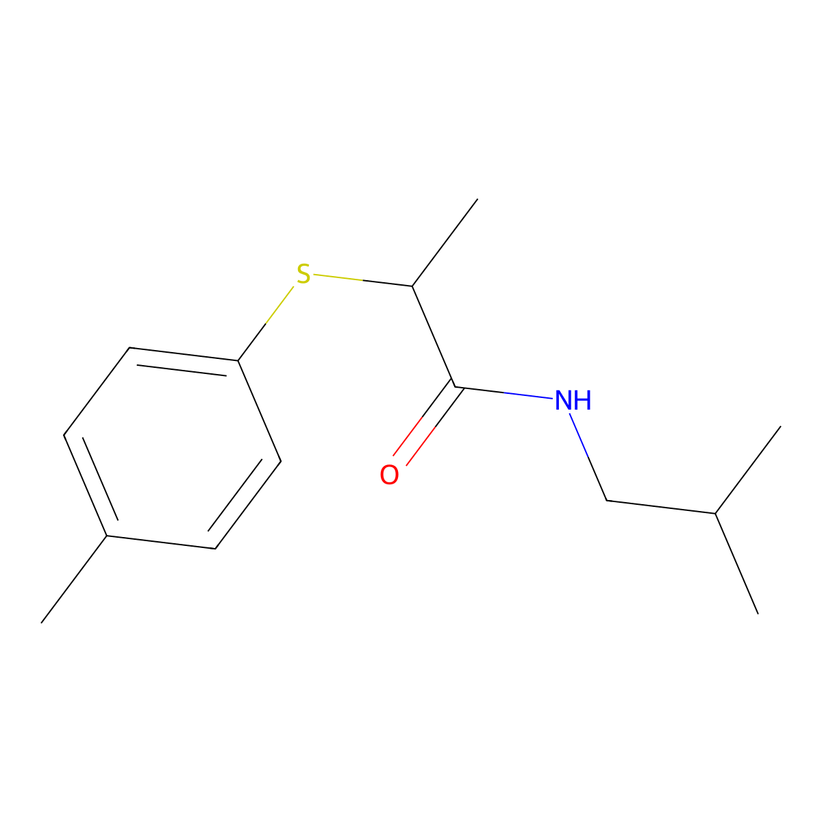 N-isobutyl-2-[(4-methylphenyl)sulfanyl]propanamide molecular structure, CAS 664314-97-0