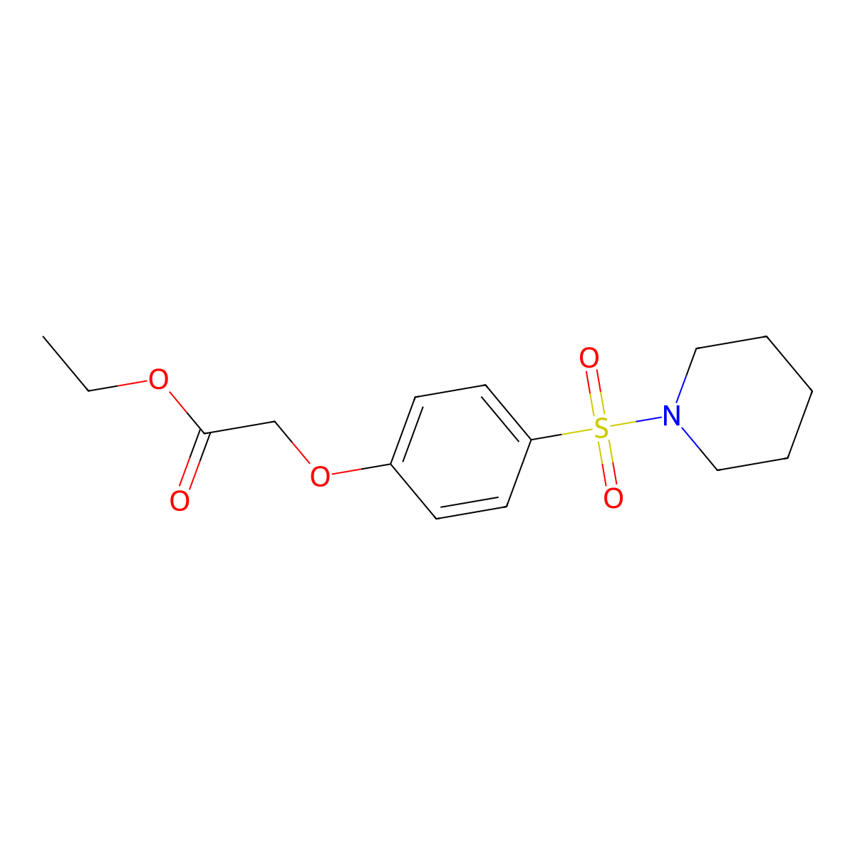 Ethyl 2-(4-piperidin-1-ylsulfonylphenoxy)acetate molecular structure, CAS 664314-98-1