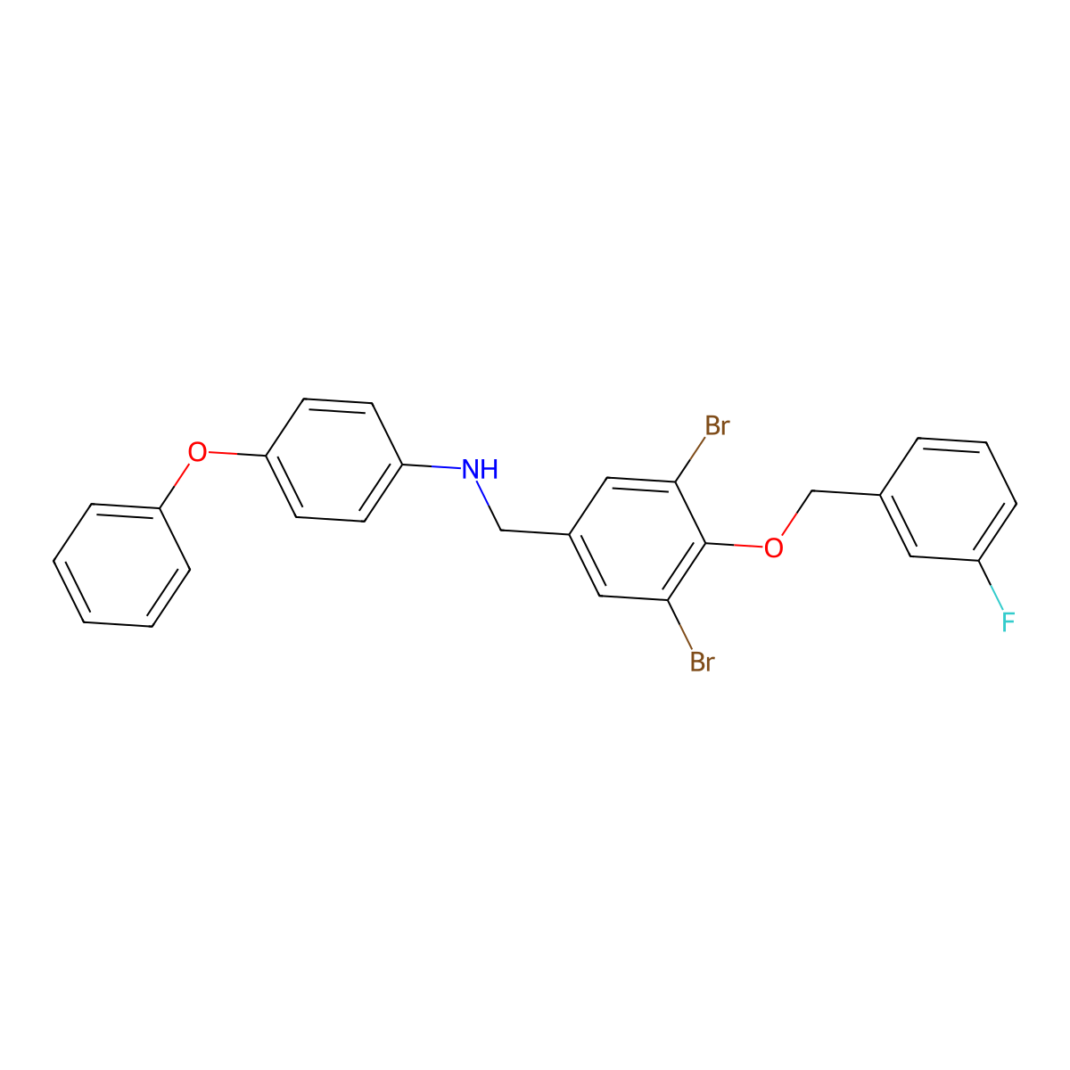 N-{3,5-dibromo-4-[(3-fluorobenzyl)oxy]benzyl}-N-(4-phenoxyphenyl)amine molecular structure, CAS 664315-04-2