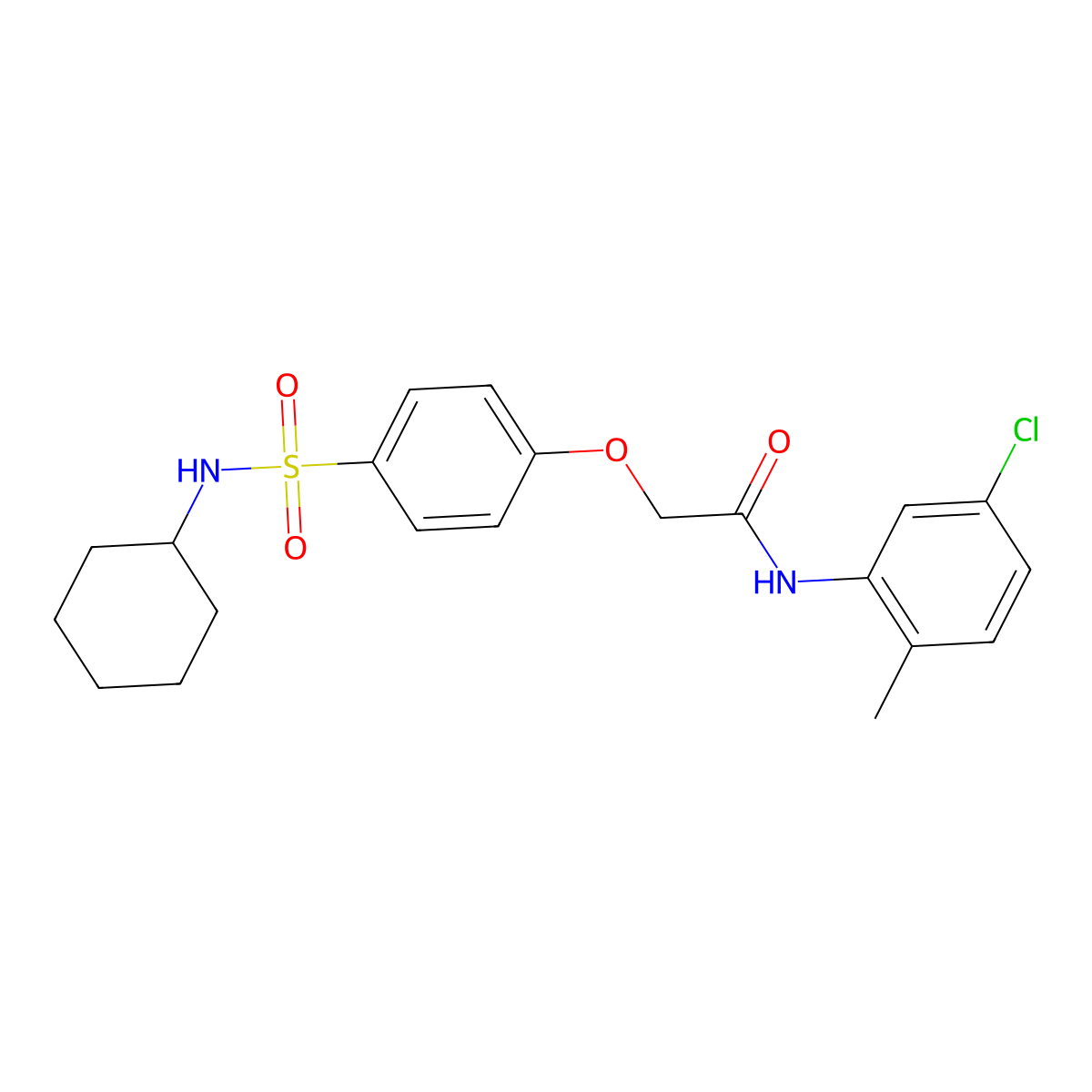 N-(5-chloro-2-methylphenyl)-2-[4-(cyclohexylsulfamoyl)phenoxy]acetamide molecular structure, CAS 664315-05-3