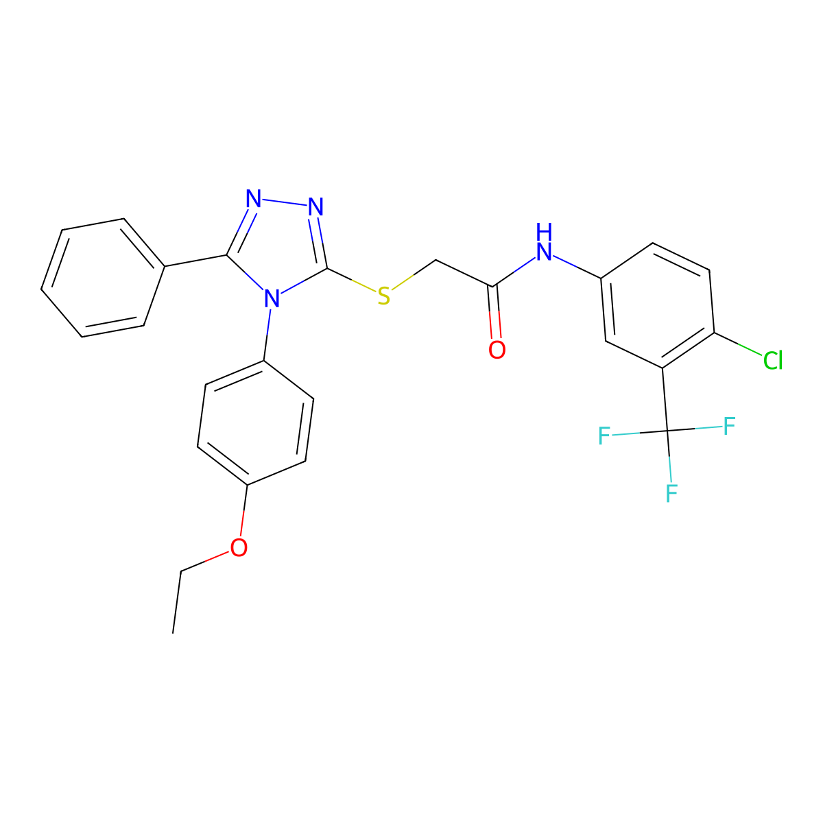 N-[4-chloro-3-(trifluoromethyl)phenyl]-2-[[4-(4-ethoxyphenyl)-5-phenyl-1,2,4-triazol-3-yl]sulfanyl]acetamide molecular structure, CAS 664315-07-5