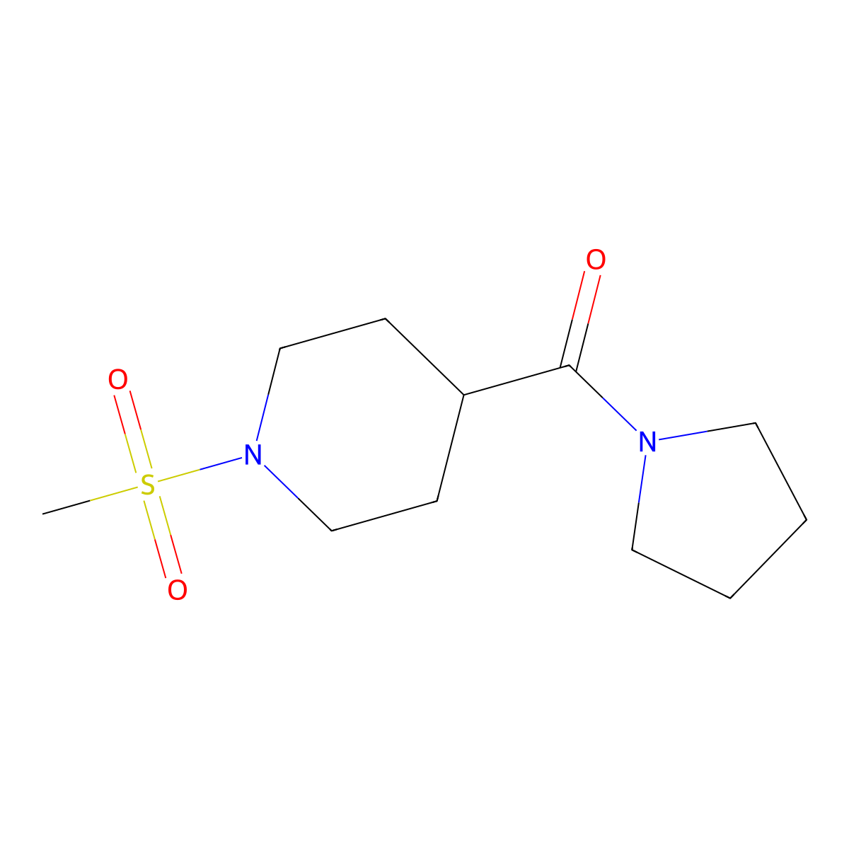 (1-Methylsulfonylpiperidin-4-yl)-pyrrolidin-1-ylmethanone molecular structure, CAS 664315-19-9