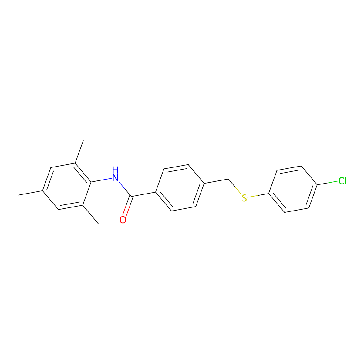 4-[(4-chlorophenyl)sulfanylmethyl]-N-(2,4,6-trimethylphenyl)benzamide molecular structure, CAS 664315-28-0