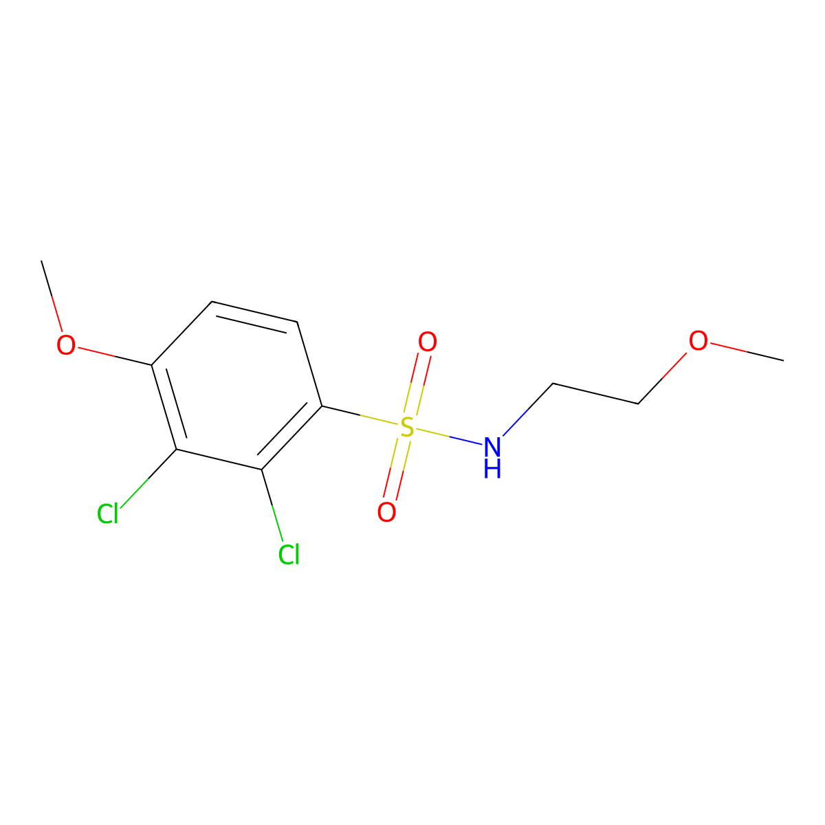 2,3-dichloro-4-methoxy-N-(2-methoxyethyl)benzenesulfonamide molecular structure, CAS 664315-31-5