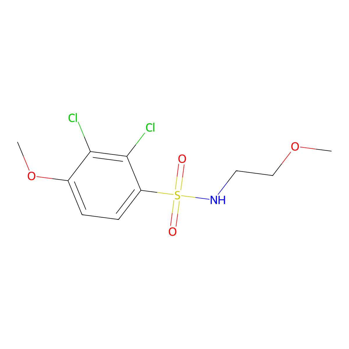 2,3-dichloro-4-methoxy-N-(2-methoxyethyl)benzenesulfonamide molecular structure, CAS 664315-31-5