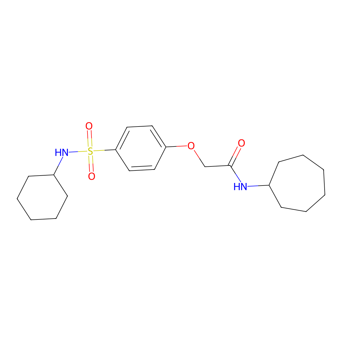 N-cycloheptyl-2-[4-(cyclohexylsulfamoyl)phenoxy]acetamide molecular structure, CAS 664315-45-1