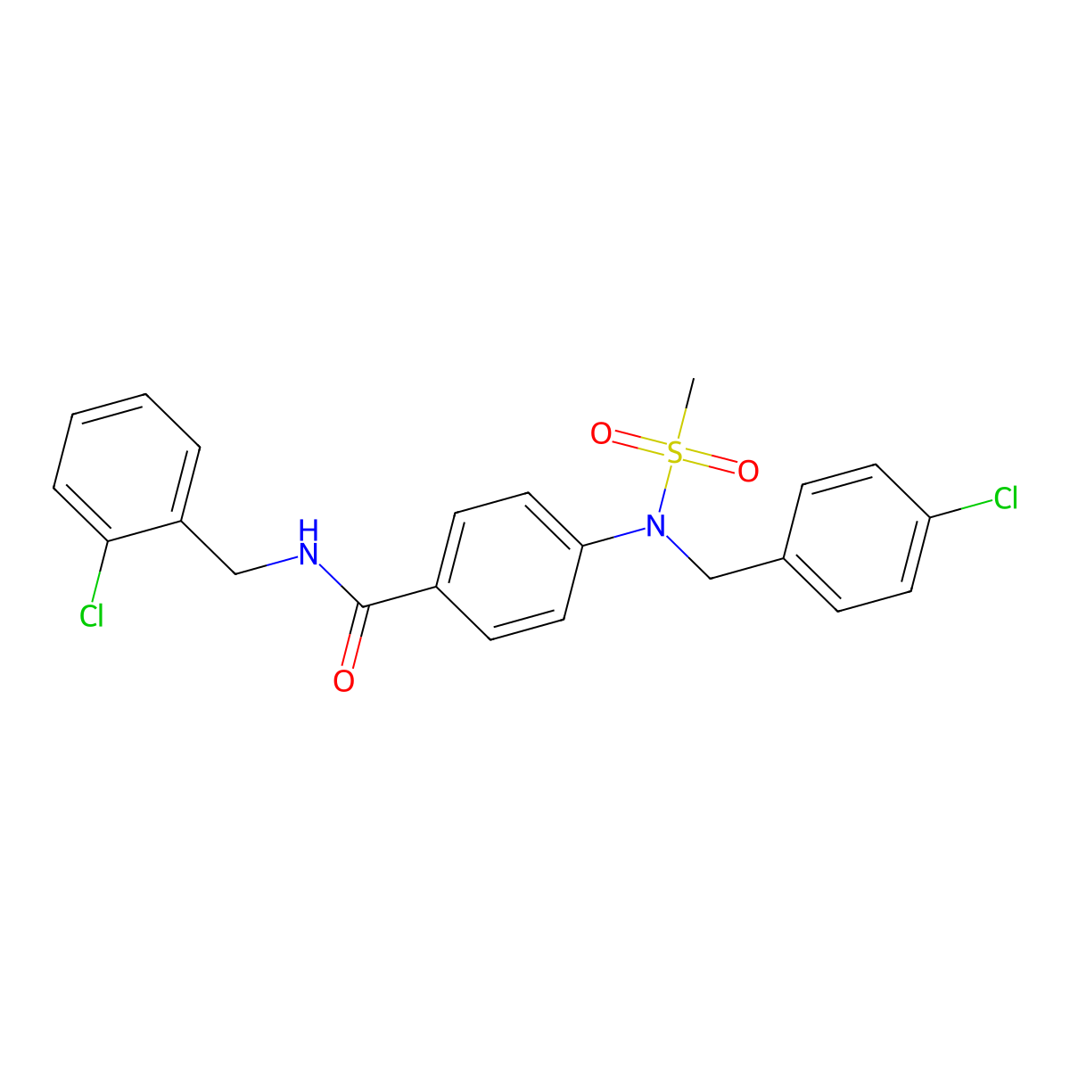 N-(2-chlorobenzyl)-4-[(4-chlorobenzyl)(methylsulfonyl)amino]benzamide molecular structure, CAS 664315-59-7