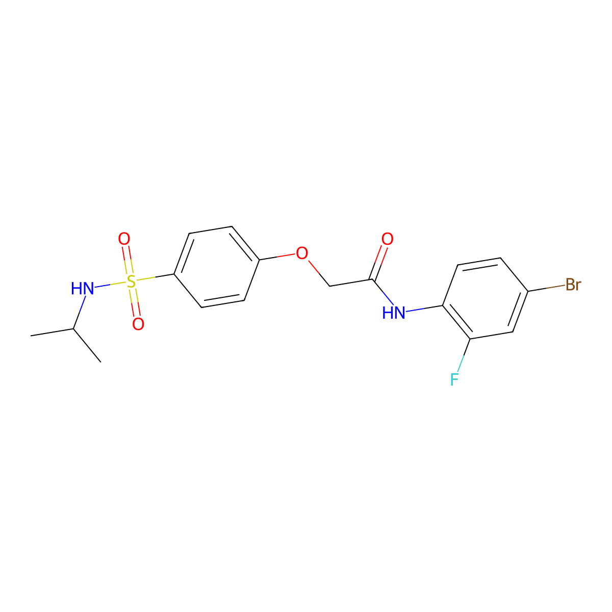 N-(4-bromo-2-fluorophenyl)-2-[4-(propan-2-ylsulfamoyl)phenoxy]acetamide molecular structure, CAS 664315-64-4