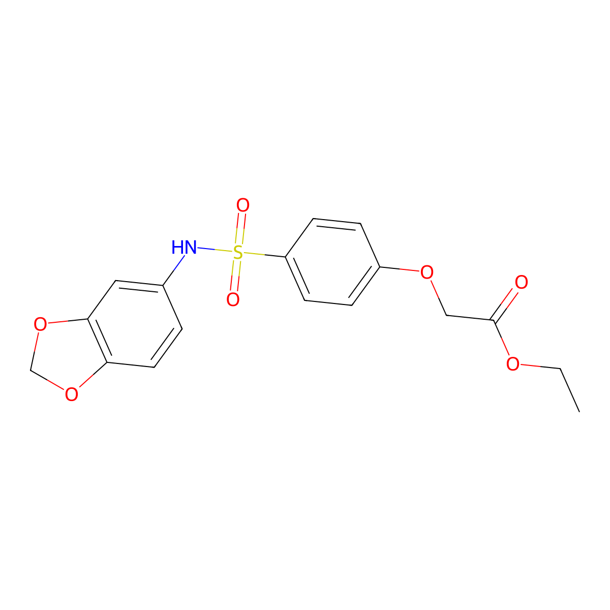 Ethyl {4-[(1,3-benzodioxol-5-ylamino)sulfonyl]phenoxy}acetate molecular structure, CAS 664315-67-7