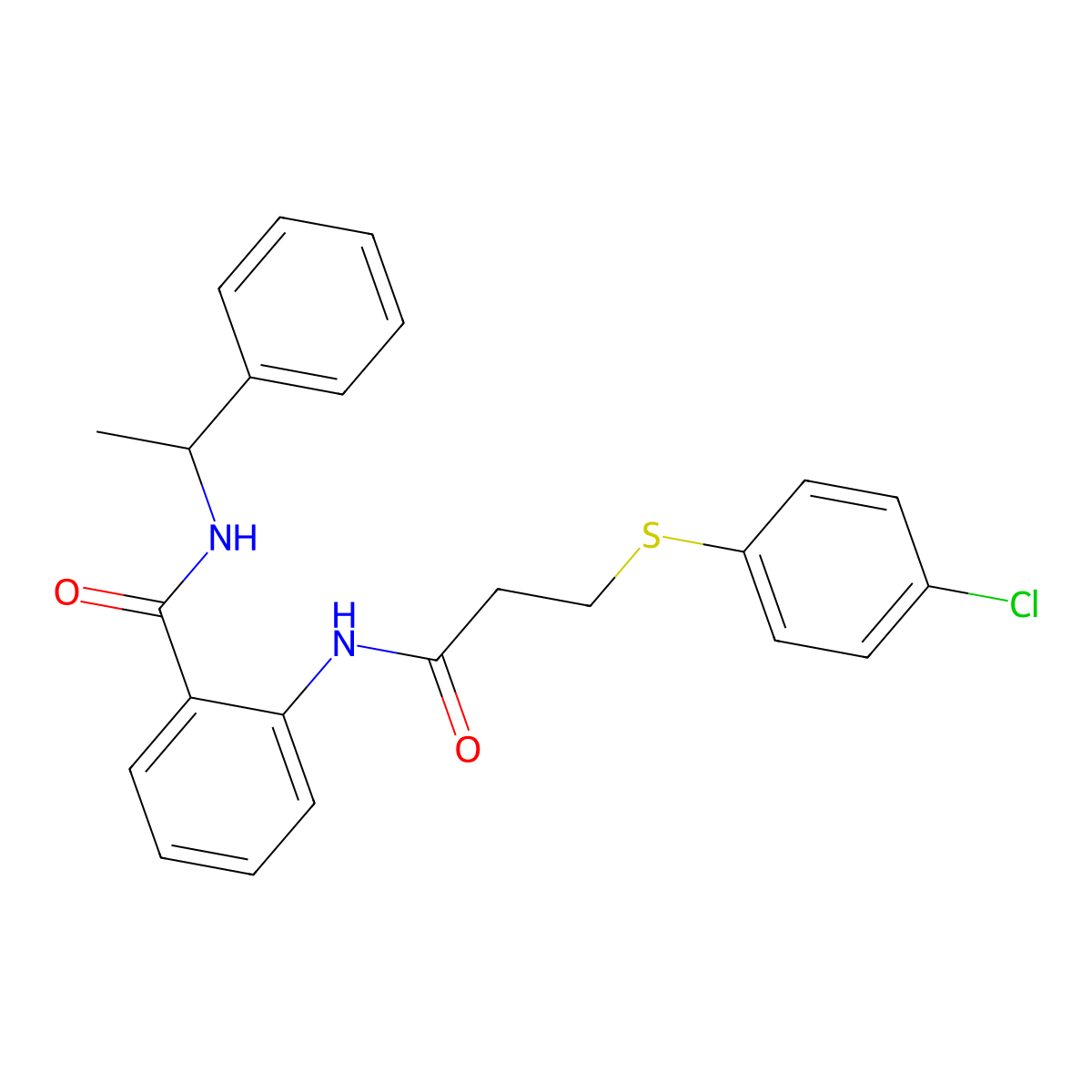 2-[3-(4-chlorophenyl)sulfanylpropanoylamino]-N-(1-phenylethyl)benzamide molecular structure, CAS 664315-68-8