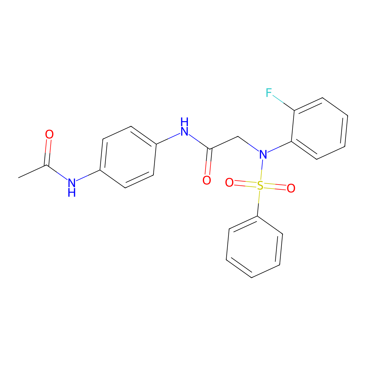 N-(4-acetamidophenyl)-2-[N-(benzenesulfonyl)-2-fluoroanilino]acetamide molecular structure, CAS 664315-72-4