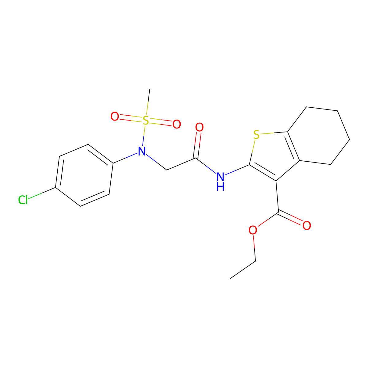 ethyl 2-[[2-(4-chloro-N-methylsulfonylanilino)acetyl]amino]-4,5,6,7-tetrahydro-1-benzothiophene-3-carboxylate molecular structure, CAS 664315-75-7