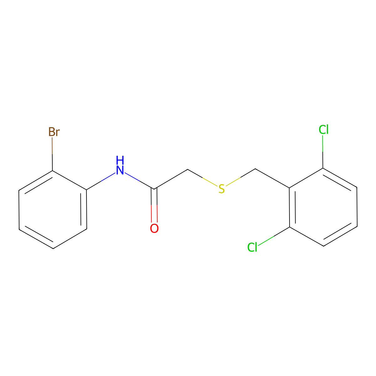 N-(2-bromophenyl)-2-[(2,6-dichlorobenzyl)sulfanyl]acetamide molecular structure, CAS 664315-77-9
