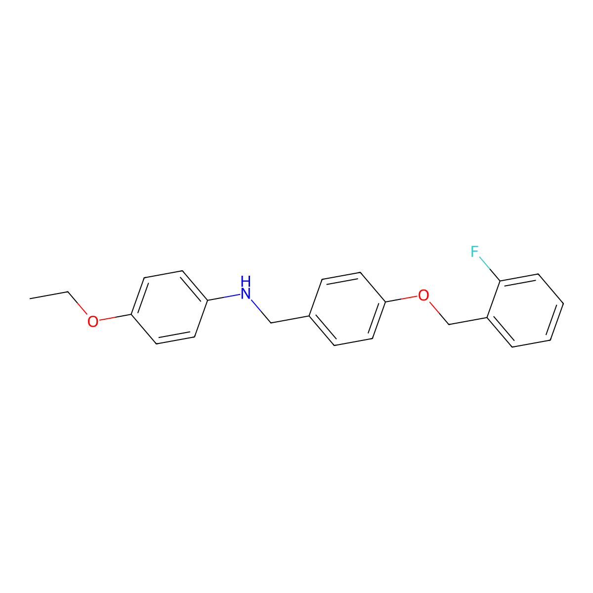 4-ethoxy-N-[[4-[(2-fluorophenyl)methoxy]phenyl]methyl]aniline molecular structure, CAS 664315-78-0