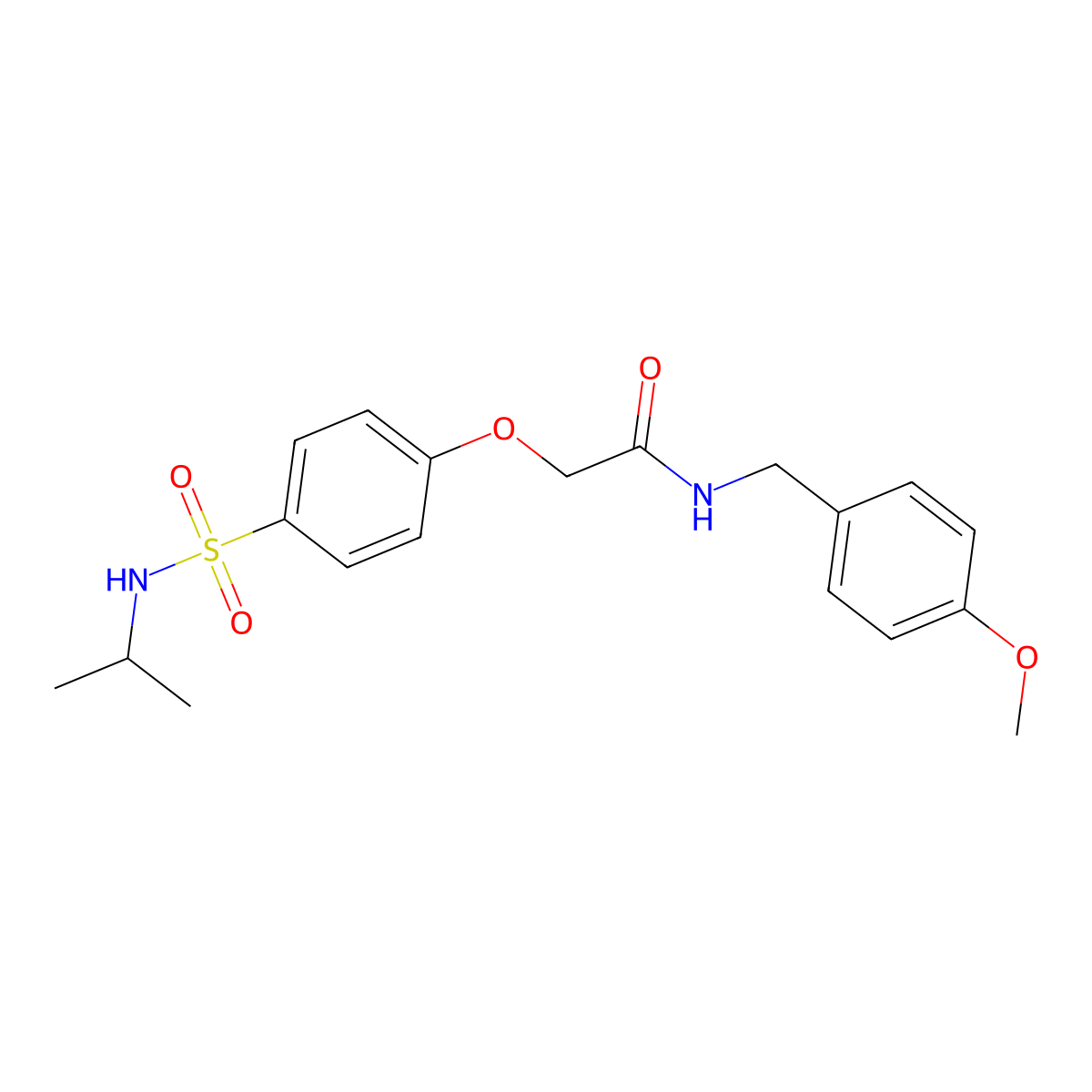2-{4-[(isopropylamino)sulfonyl]phenoxy}-N-(4-methoxybenzyl)acetamide molecular structure, CAS 664315-80-4