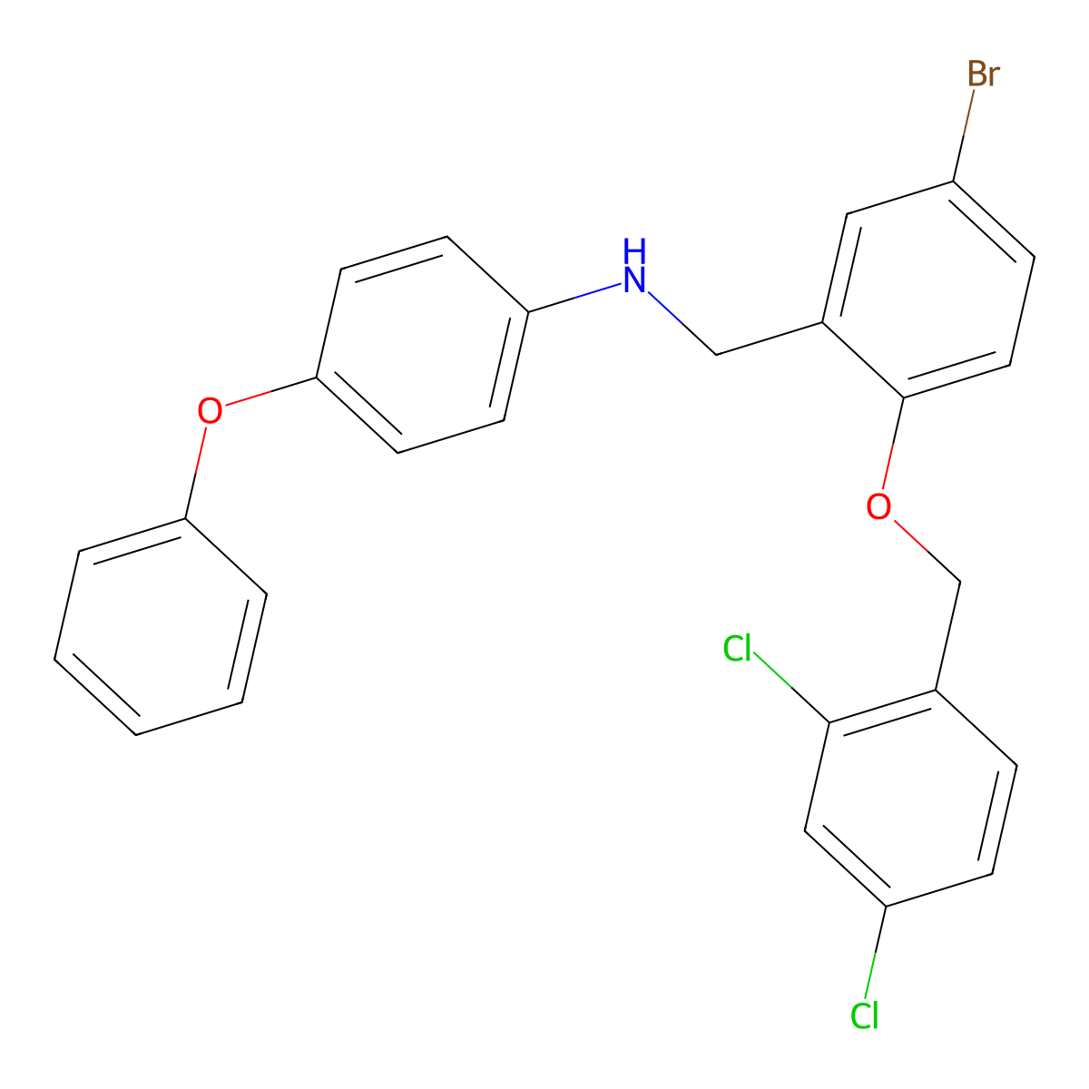 N-{5-bromo-2-[(2,4-dichlorobenzyl)oxy]benzyl}-N-(4-phenoxyphenyl)amine molecular structure, CAS 664315-83-7