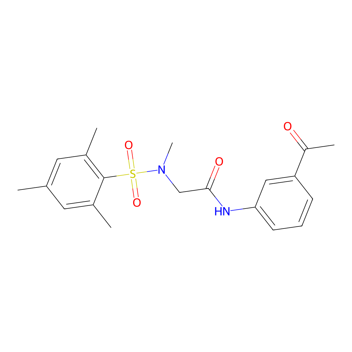 N-(3-acetylphenyl)-2-[methyl-(2,4,6-trimethylphenyl)sulfonylamino]acetamide molecular structure, CAS 664315-84-8