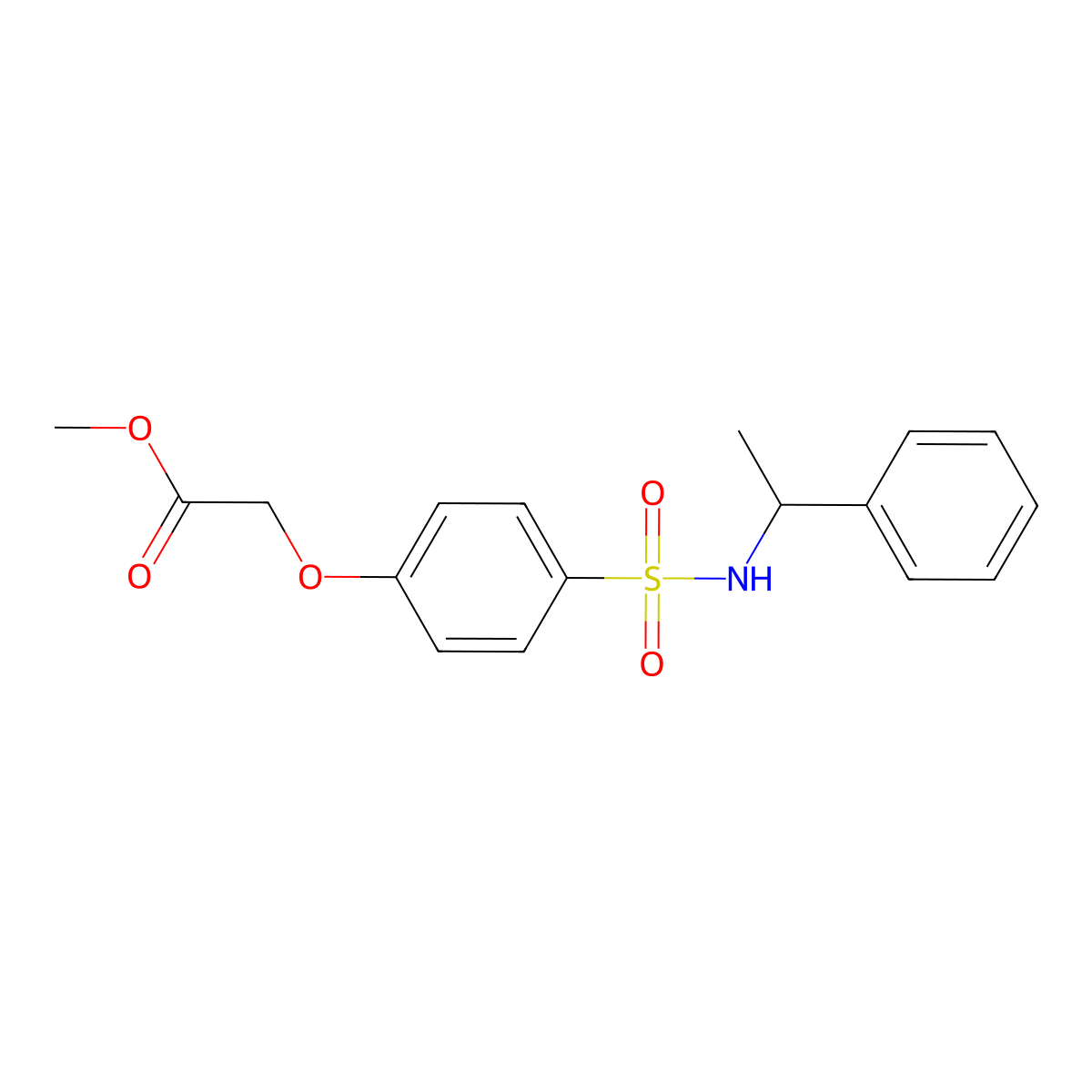 Methyl (4-{[(1-phenylethyl)amino]sulfonyl}phenoxy)acetate molecular structure, CAS 664316-02-3