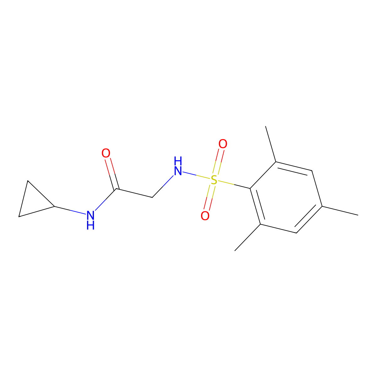N-cyclopropyl-2-[(mesitylsulfonyl)amino]acetamide molecular structure, CAS 664316-06-7