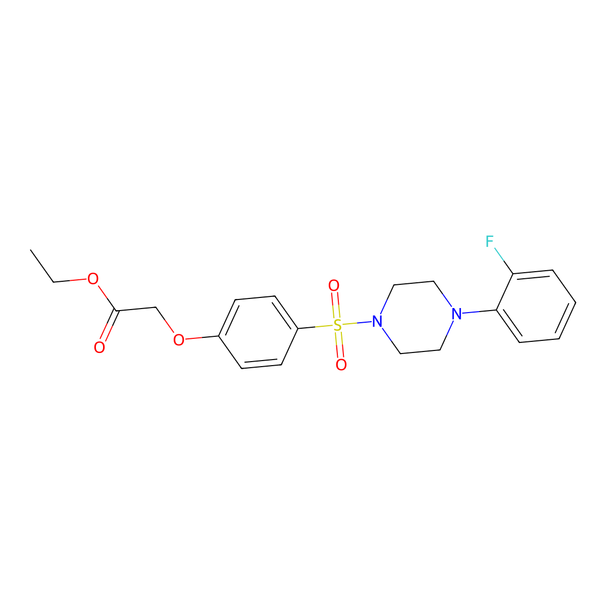 Ethyl (4-{[4-(2-fluorophenyl)-1-piperazinyl]sulfonyl}phenoxy)acetate molecular structure, CAS 664316-25-0